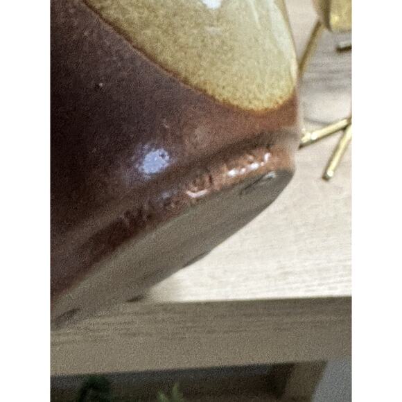 VTG MCM Earthenware Stone Pottery Craft Robert Maxwell Vase Brown Blue 9” - Picture 3 of 5